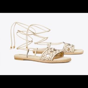 NEW, authentic TORY BURCH basket weave espadrille gladiator sandals- Size 8.5M